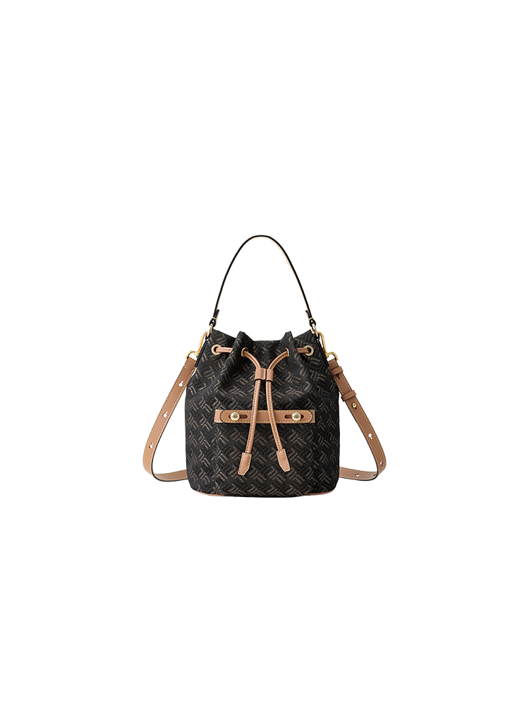 FION Palace Jacquard with Leather Mini Bucket Bag