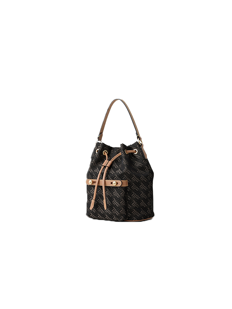 FION Palace Jacquard with Leather Mini Bucket Bag
