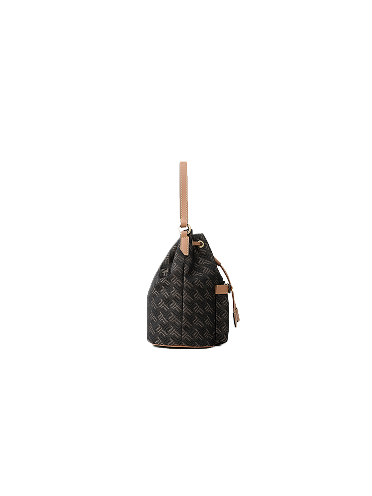 FION Palace Jacquard with Leather Mini Bucket Bag