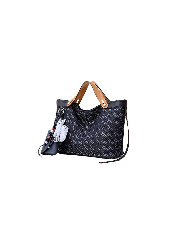FION Y Island Jacquard with Leather Bag