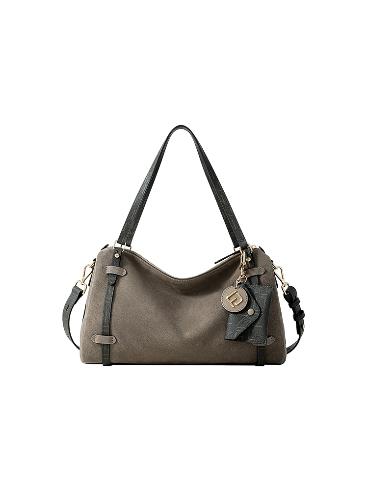FION Suede Large Boston Bag