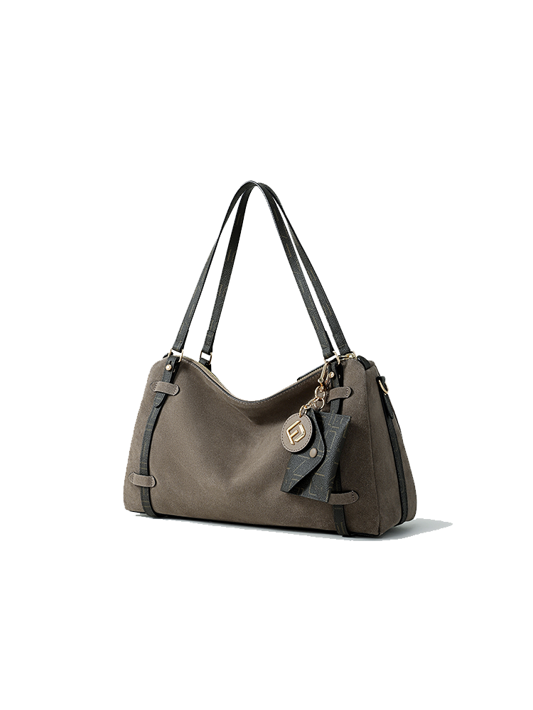 FION Suede Large Boston Bag