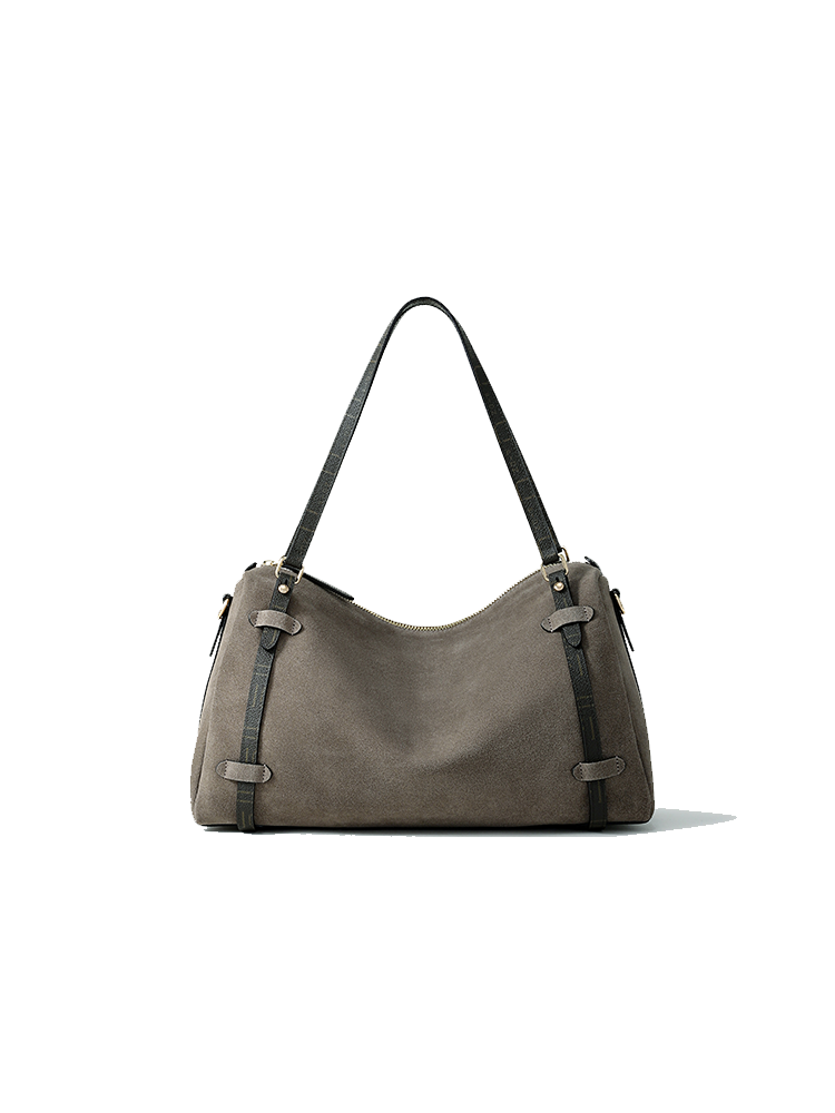 FION Suede Large Boston Bag