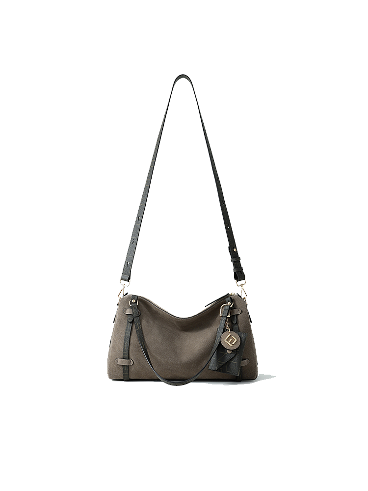 FION Suede Large Boston Bag