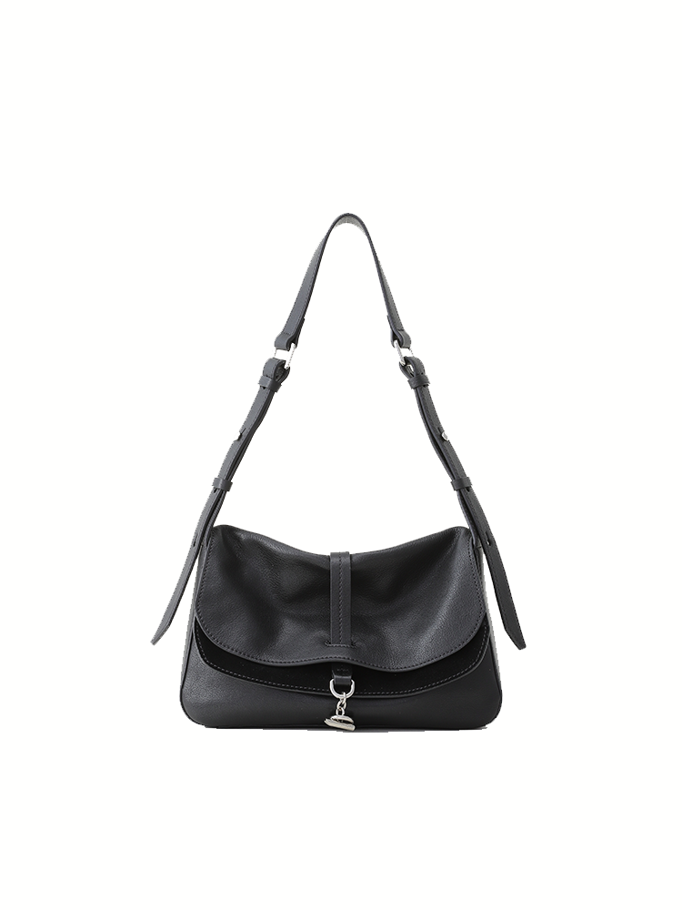 FION Crescent Medium Leather Hobo Bag