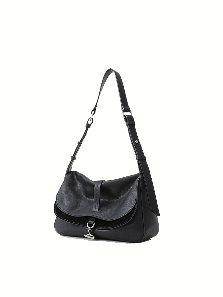 FION Crescent Medium Leather Hobo Bag