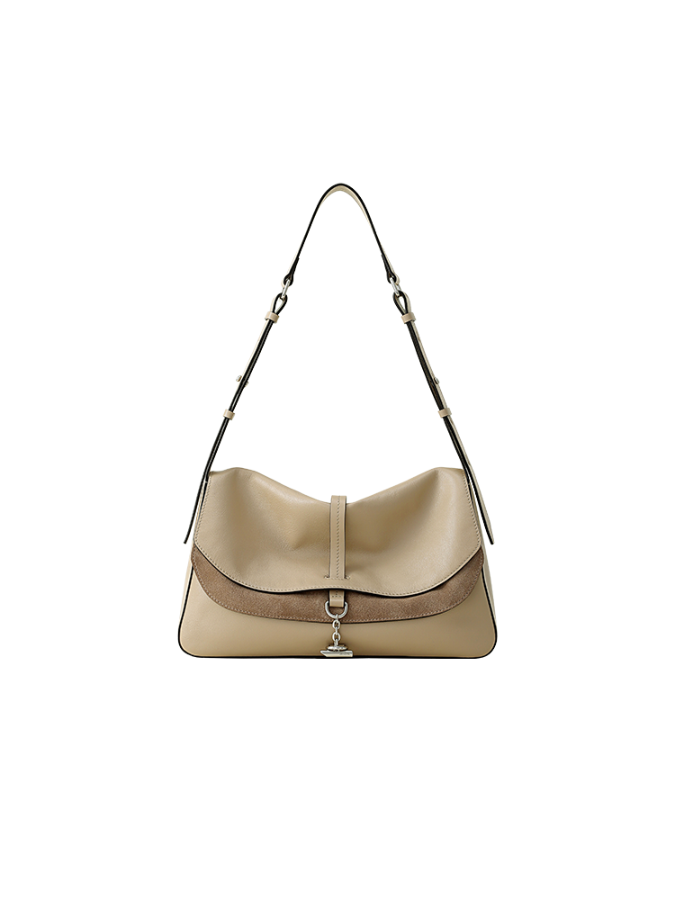 FION Crescent Medium Leather Hobo Bag
