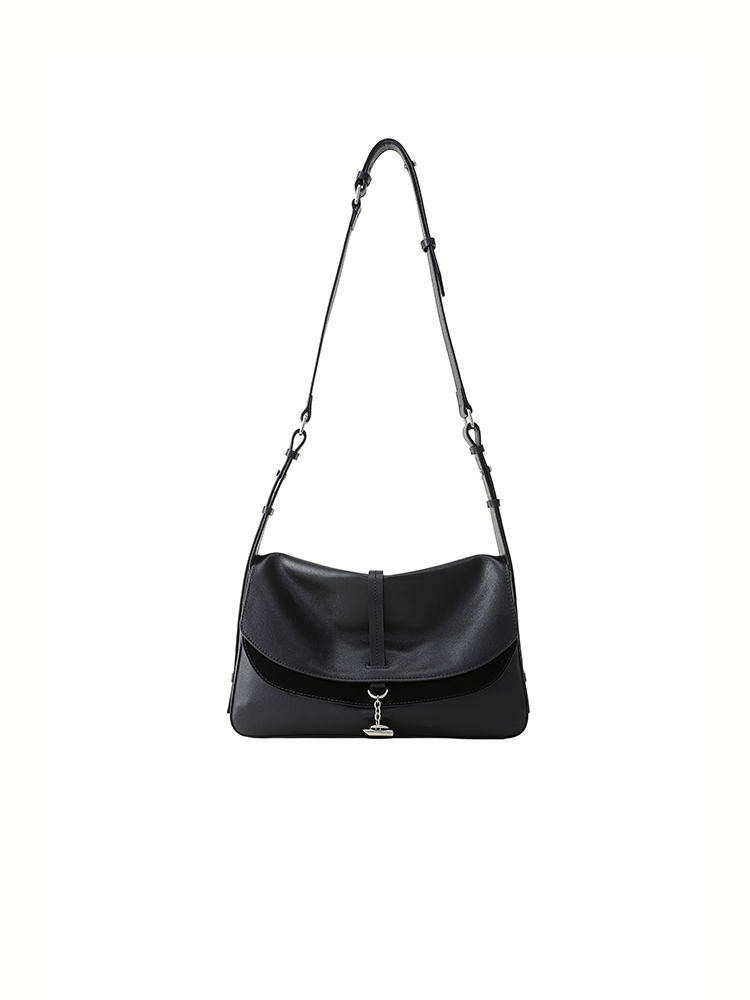 FION Crescent Large Leather Hobo Bag