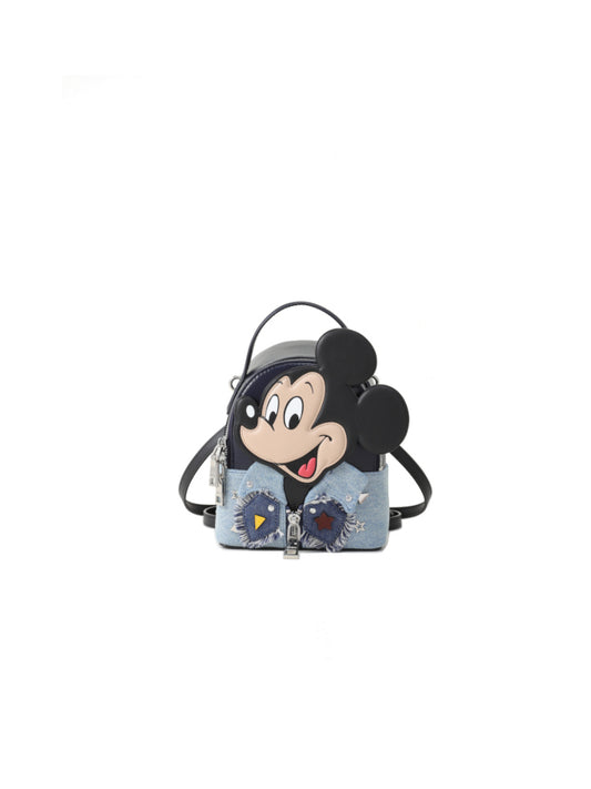 Mickey Mouse 牛仔布鑲牛皮革背囊