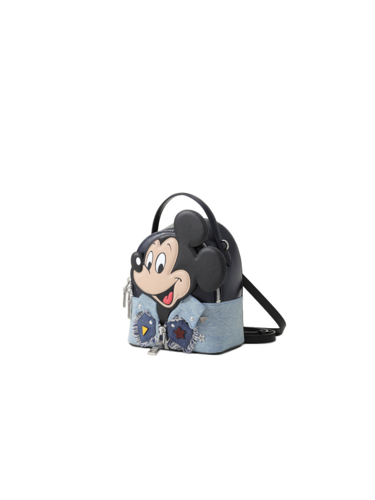 Mickey Mouse 牛仔布鑲牛皮革背囊