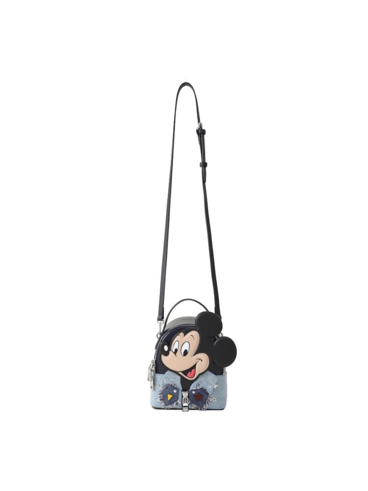 Mickey Mouse 牛仔布鑲牛皮革背囊