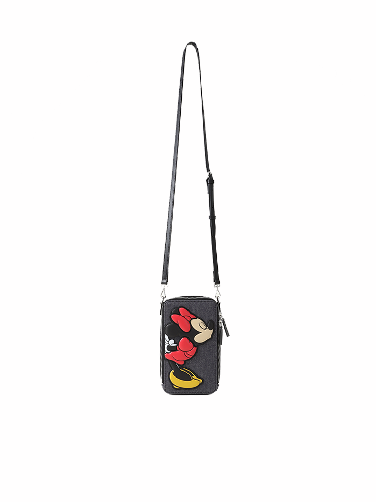 Minnie Mouse Denim with Leather Mobile Phone Bag