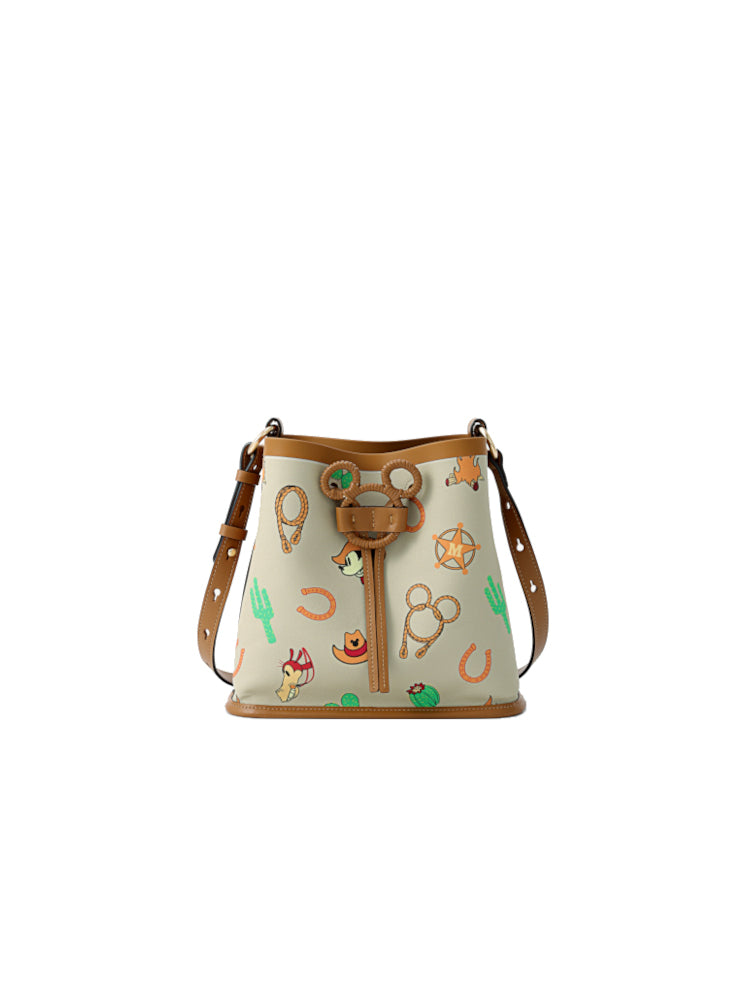 Mickey Mouse 印花皮革水桶袋