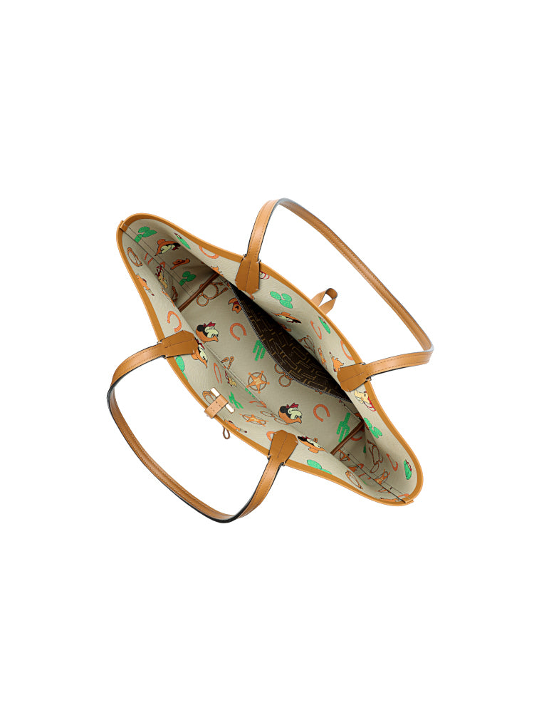 Mickey Mouse 印花皮革手提袋