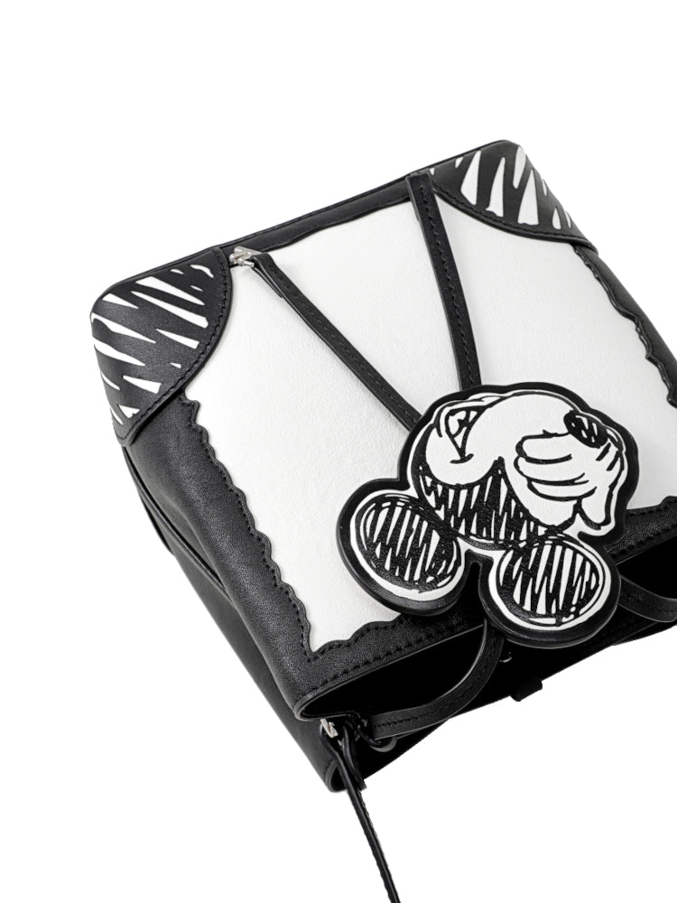 Mickey Mouse 黑白牛皮革水桶袋