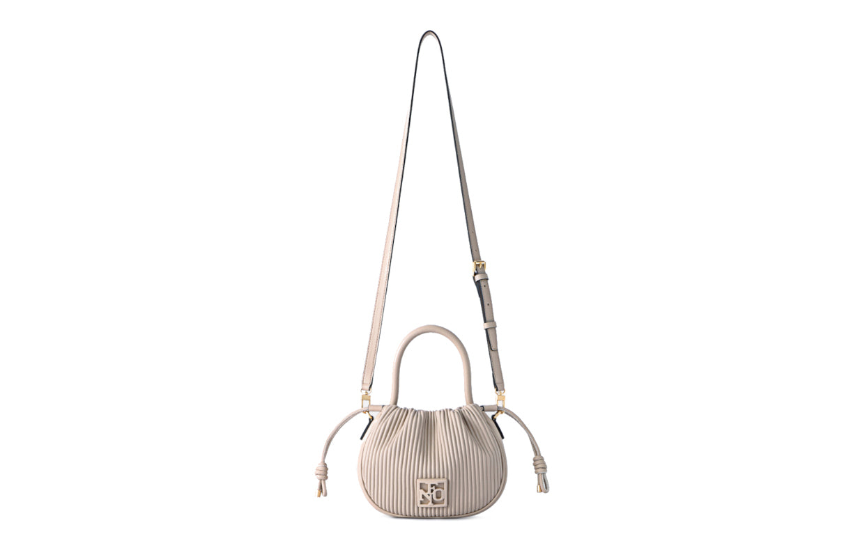 Stripe Leather Top Handle Bag