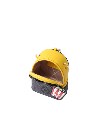 Minions Popcorn Denim with Leather Mini Crossbody & Shoulder Bag