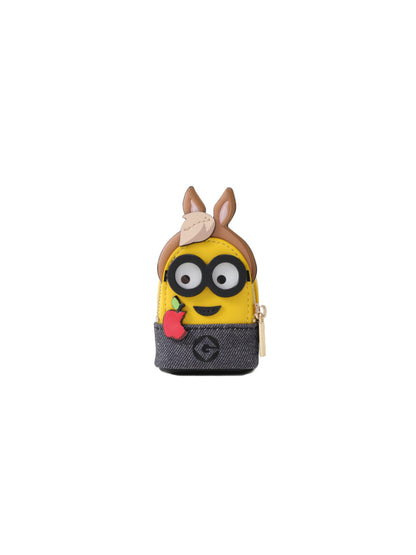 Minions 小馬織物鑲牛皮革迷你斜揹袋