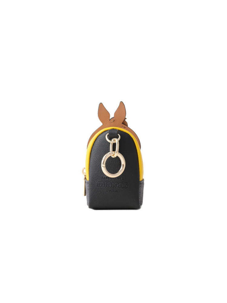 Minions 小馬織物鑲牛皮革迷你斜揹袋