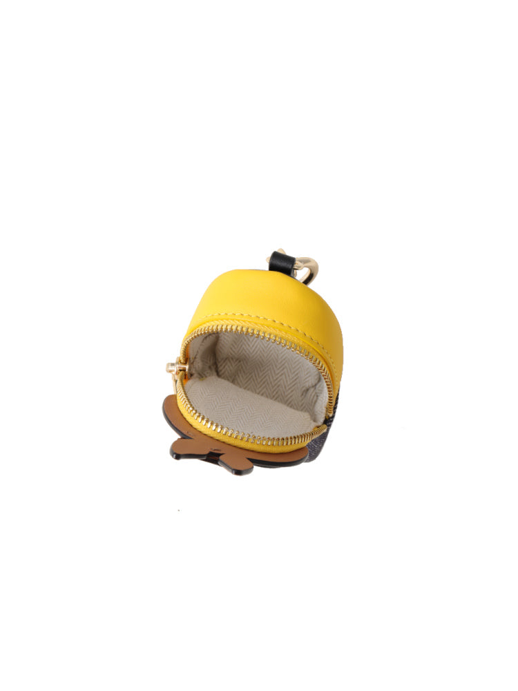 Minions 小馬織物鑲牛皮革迷你斜揹袋