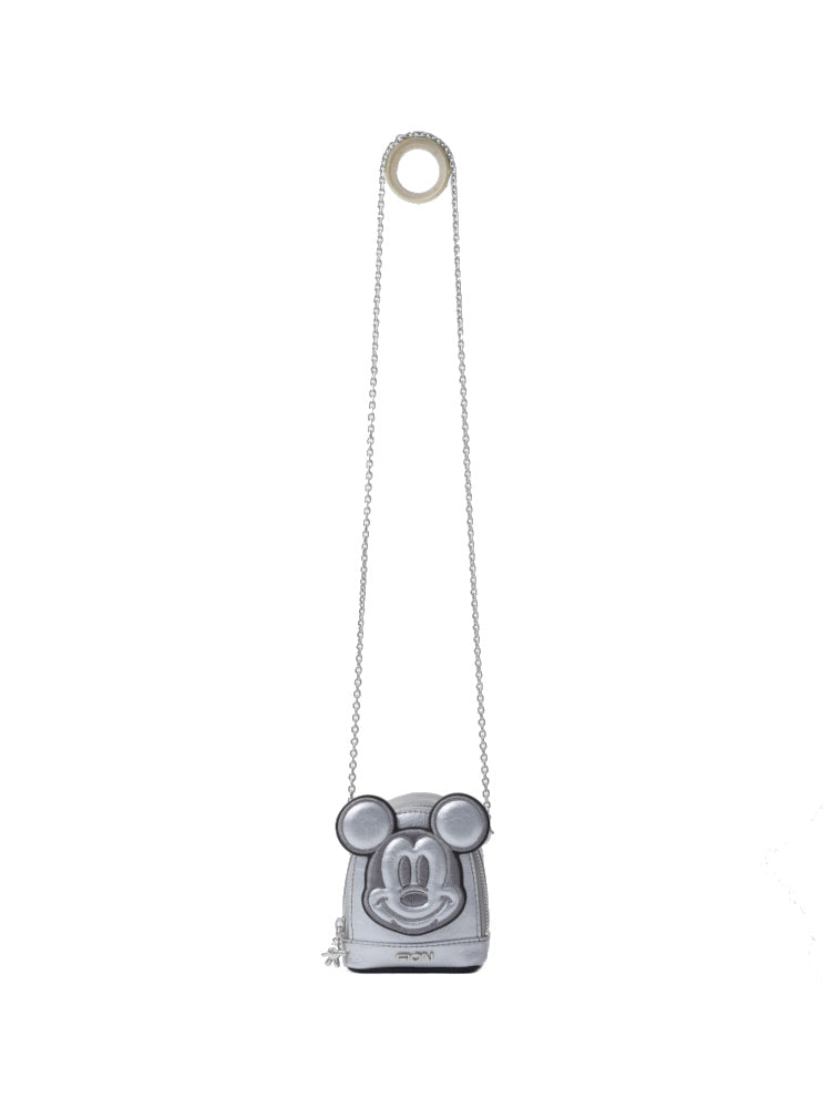 Mickey Mouse Silver Leather Nano Bag