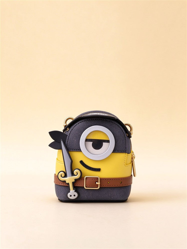 Minions & Monsters 牛仔布配牛皮迷你斜揹袋