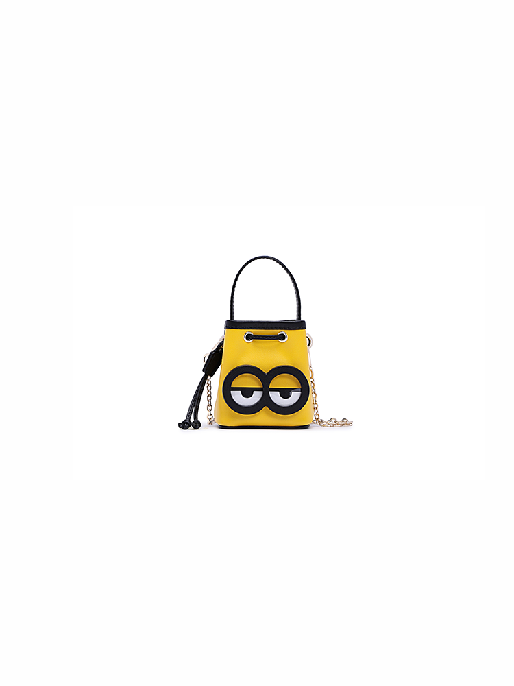 Minions 織物鑲牛皮革迷你側孭袋