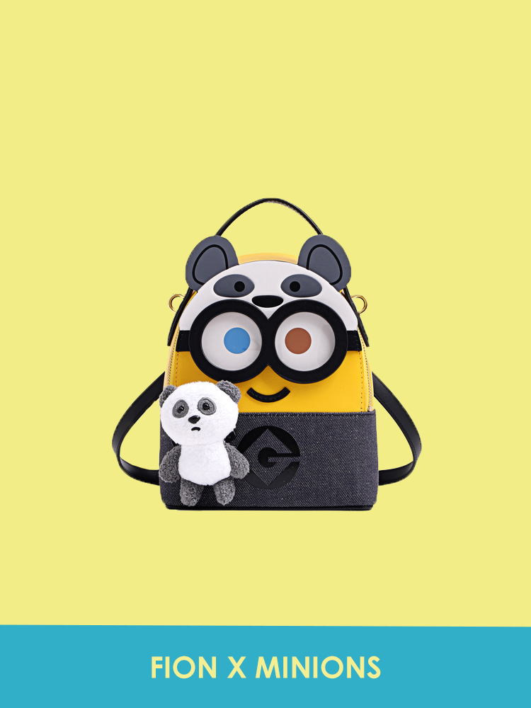Minions Denim with Leather Backpack - Panda