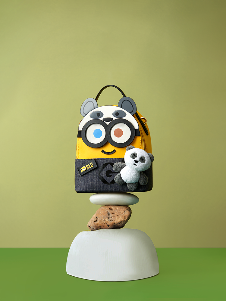 Minions Denim with Leather Backpack - Panda
