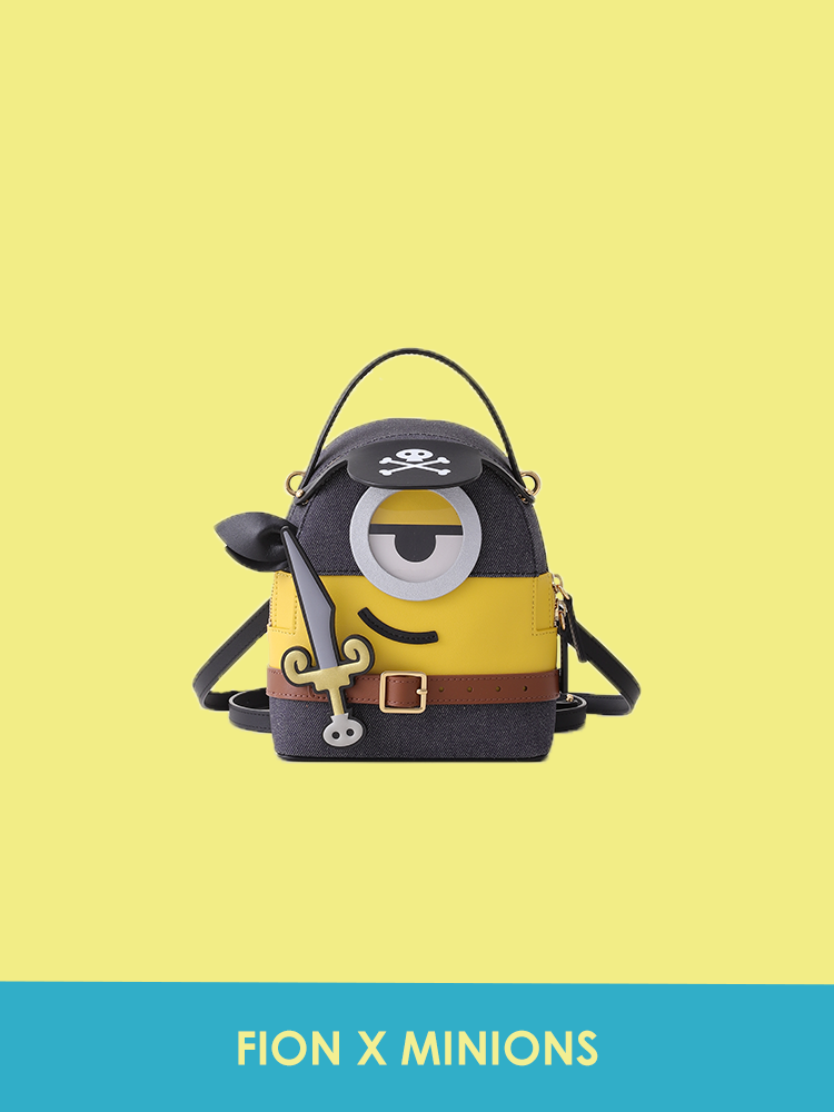 (In Stock) Minions & Monsters Denim with Leather Backpack