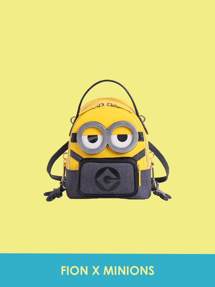 Minions Jacquard with Leather Backpack-Medium