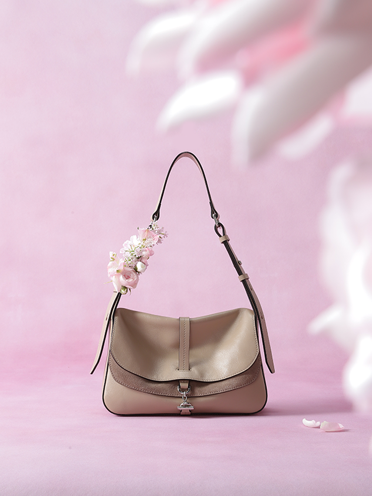 FION Crescent Large Leather Hobo Bag