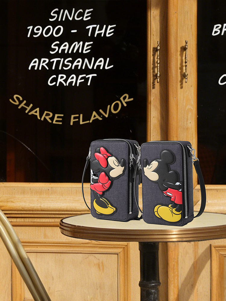 Minnie Mouse Denim with Leather Mobile Phone Bag