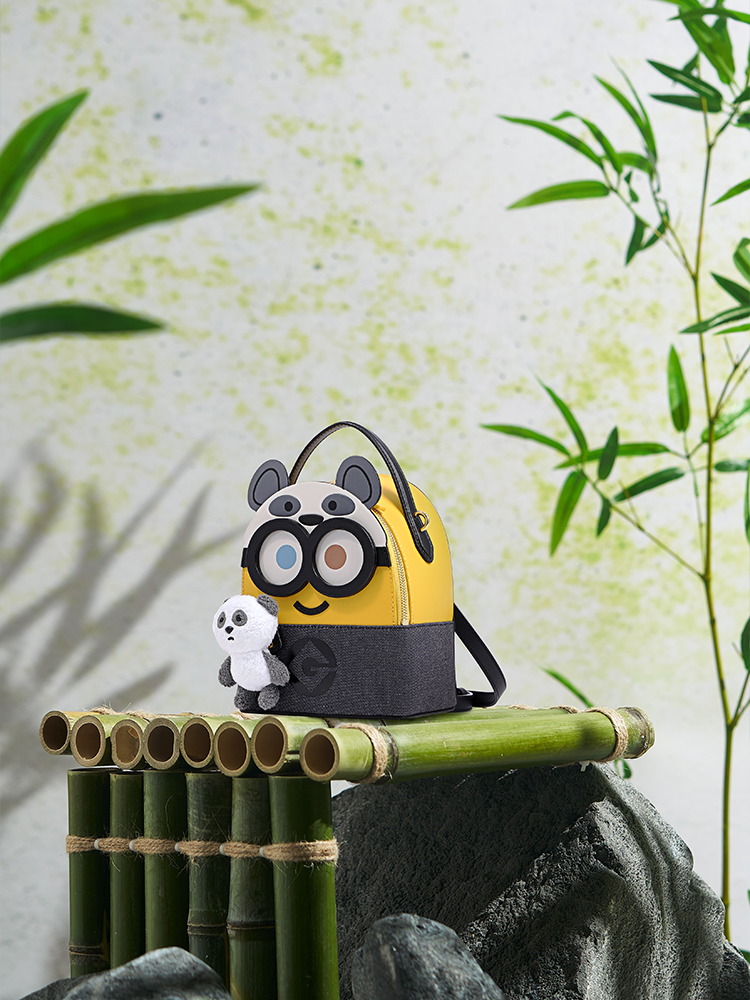 Minions Denim with Leather Backpack - Panda