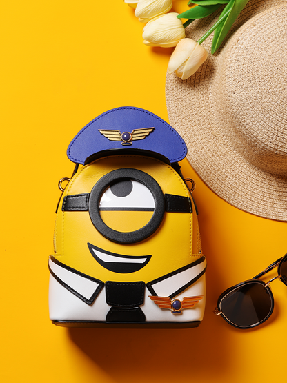 Minions 牛仔布鑲牛皮革背囊 - 飛行員