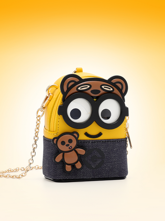 Minions Bob & Tim 牛仔布配牛皮迷你斜揹袋