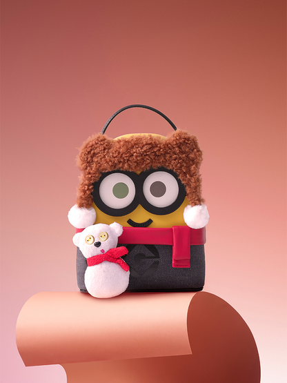 Minions 毛毛皮革背囊