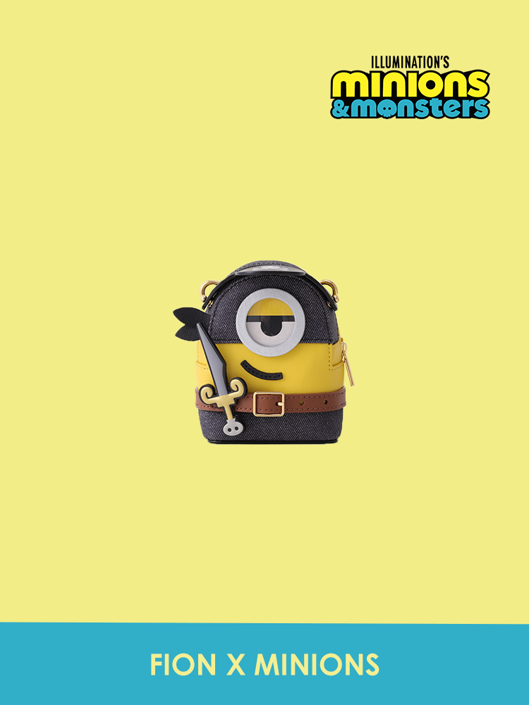 (Preorder) Minions & Monsters Denim with Leather Mini Crossbody & Shoulder Bag