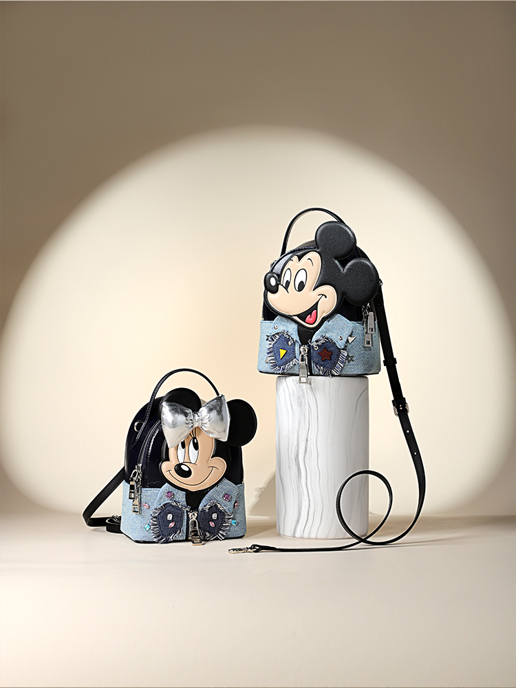 Minnie Mouse Denim with Leather Backpack