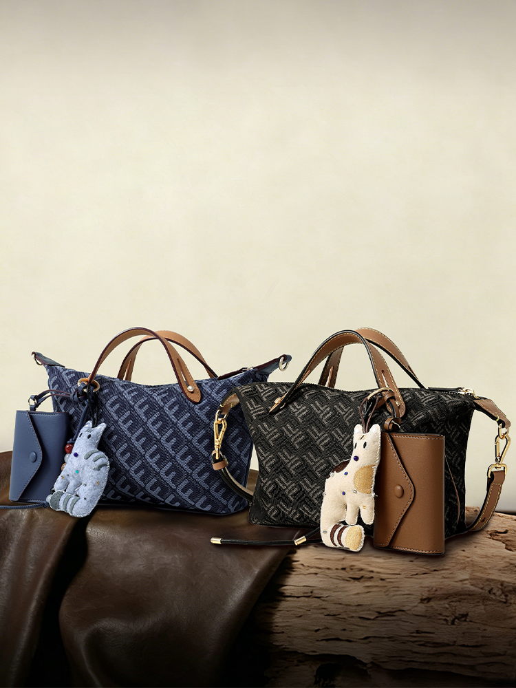 FION Palace Jacquard with Leather Mini Bag