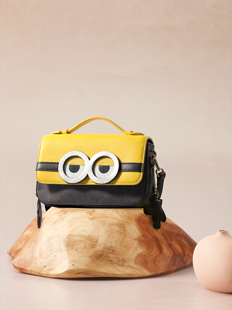 Minions Denim with Leather Crossbody & Shoulder Handbag