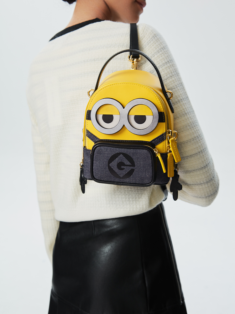 Minions Jacquard with Leather Backpack-Medium