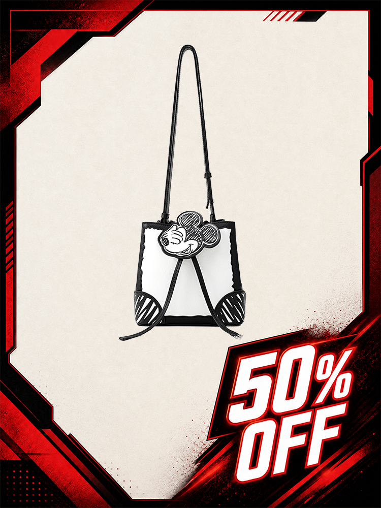 Mickey Mouse Black & White Leather Hobo Bag