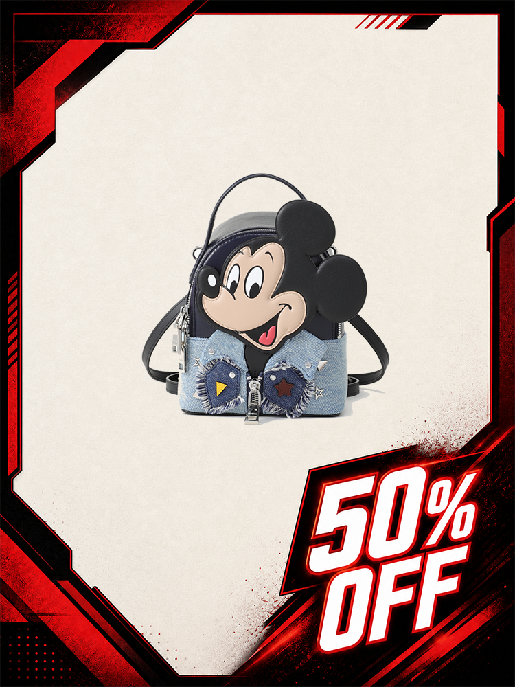 Mickey Mouse Denim with Leather Backpack