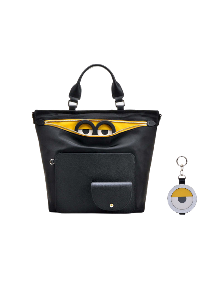 Minions Jacquard with Leather Top Handle Handbag