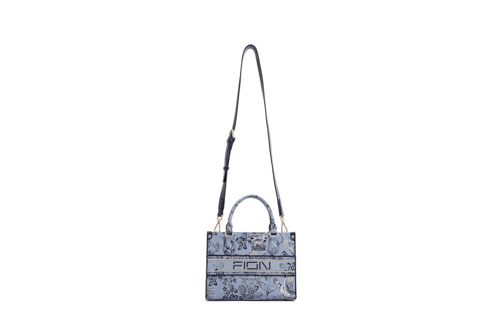 Zishi Tiger Jacquard with Leather Tote Bag