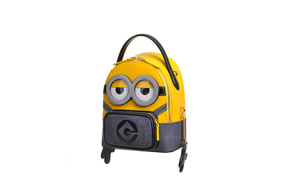 Minions織物鑲牛皮革中背囊
