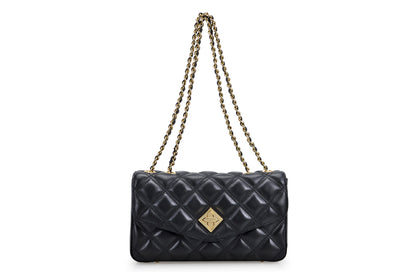 Platinum Grille Quilting Leather Crossbody & Shoulder Handbag